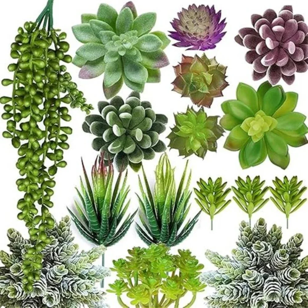 Artificial Succulent Plants - 16 Pcs Set Faux Succulents Unpotted Fake Succulent